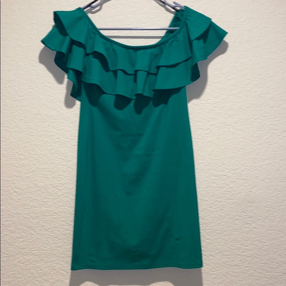 Green ruffle dress